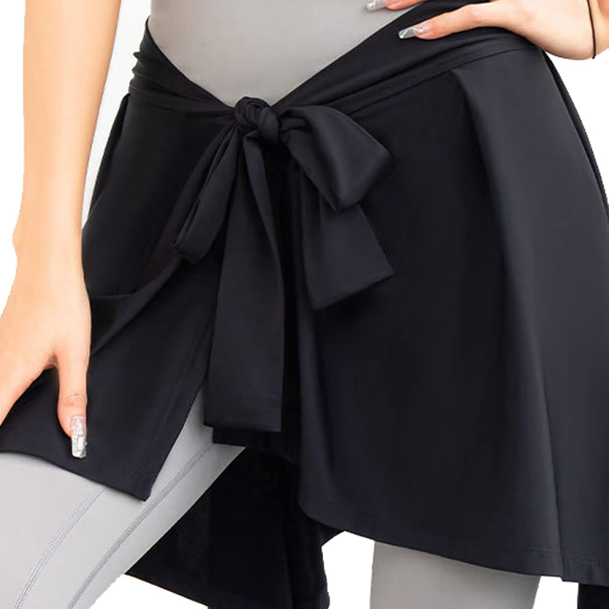 Sports Skirt Cover, Polyester Fiber Soft Yoga Skirt Shawl Yoga Outfit Absorbent Yoga Tie Up Skirt for Fitness Tennis (Black)