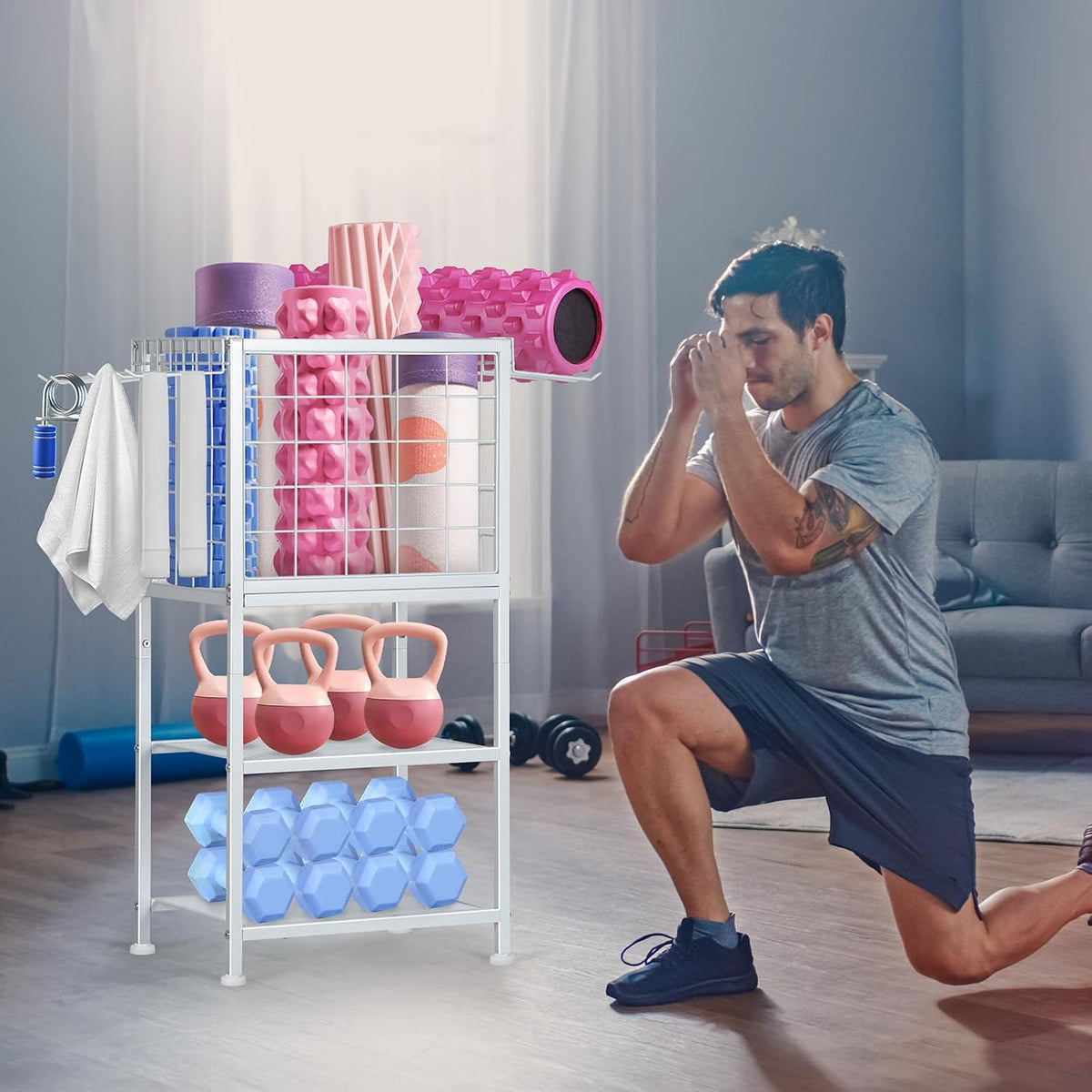 Home Gym Storage Exercise Equipment Organizer for Home