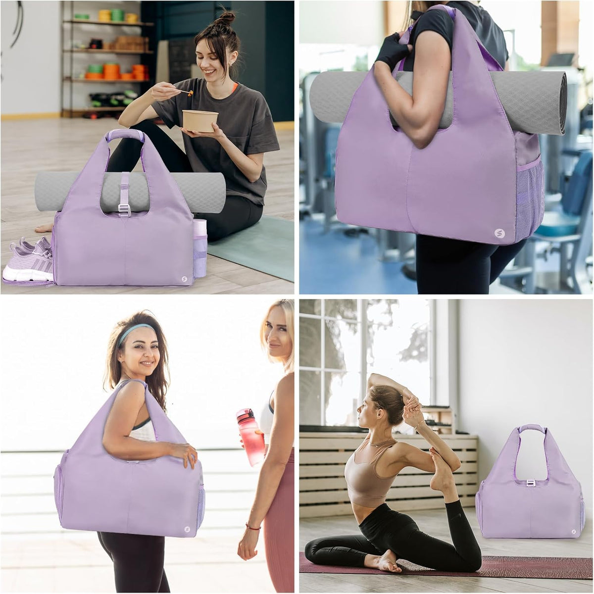 Tote Yoga Mat Gym Bag 20L Women W/Shoe Compartment Wet Dry Pocket