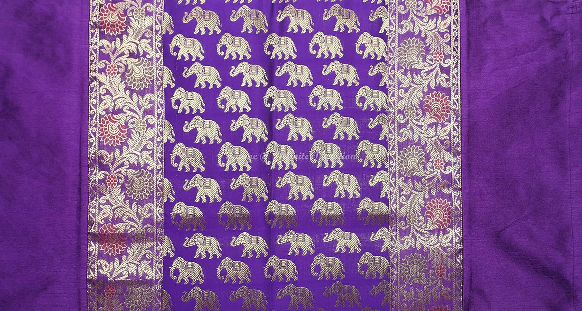 Indian Jacquard Brocade Silk Bolster Tube Pillow Cover Yoga Cylindrical Purple Couch Round Cushion Cover Boho Home Décor Living Room Small Elephant Throw Cushion Cover 30x15 inch (76x38cm) - 1 Pc.