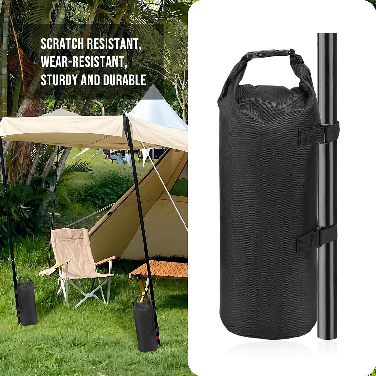 Heavy Duty Sand Bags for Canopy Legs (Set of 4) – 1680D Waterproof Oxford Fabric with Upgraded Hook & Loop Straps – Ideal Weights for Tent, Gazebo, Bounce House