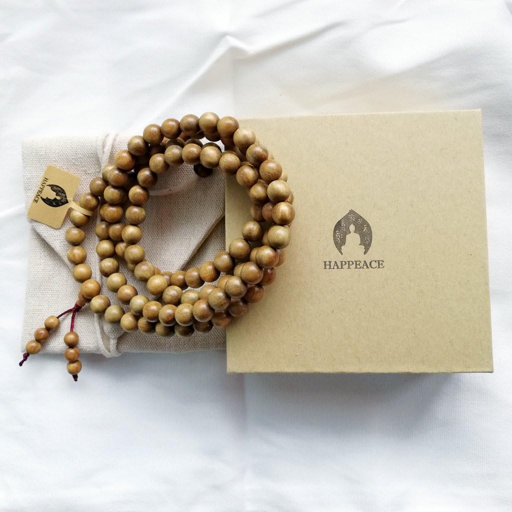 8mm Natural Fragrant Green Sandalwood 108 Mala Meditation Beads - Tibetan Buddhism Prayer Beads