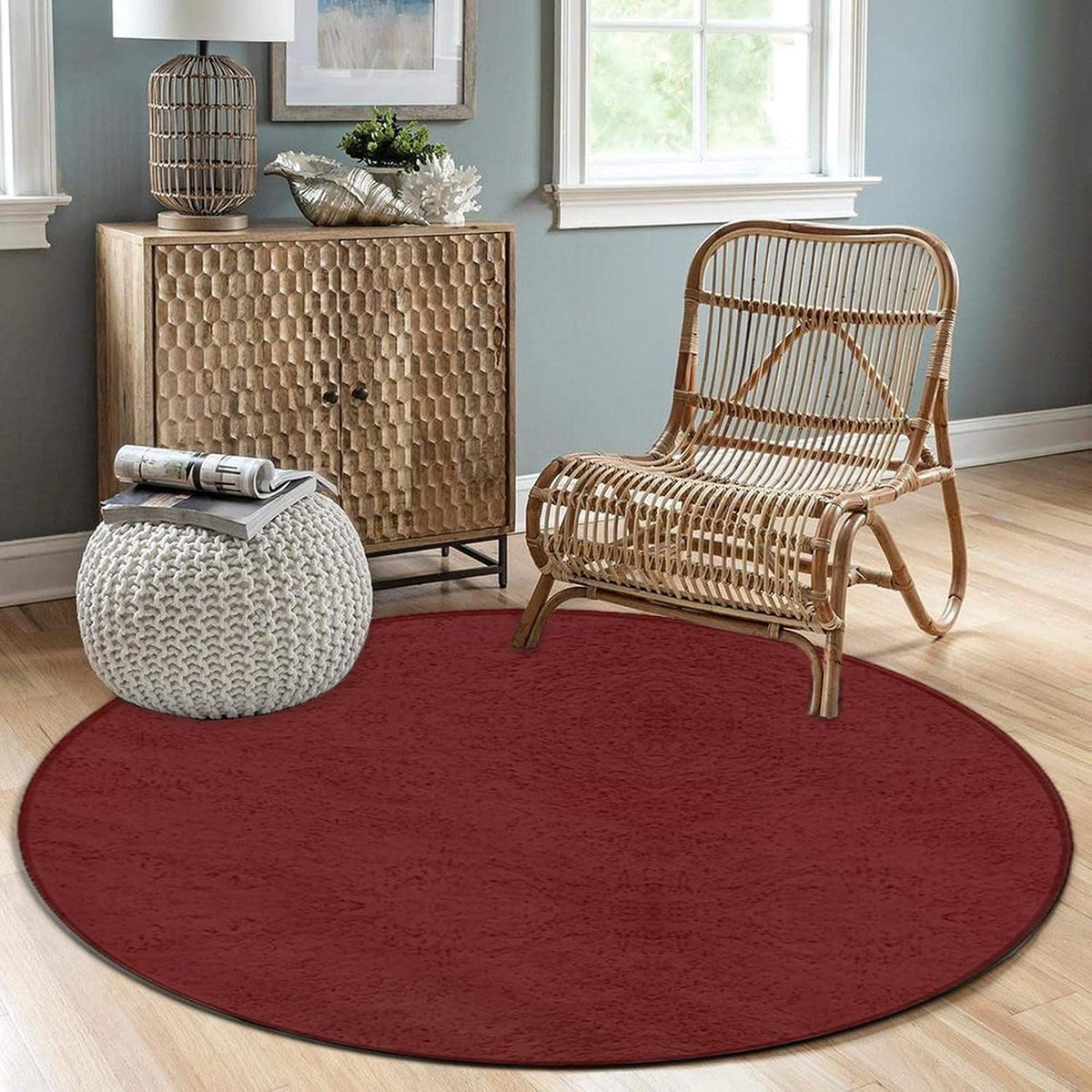 Women's Large Home Decor Mat, Soft Round Yoga Carpet, Non Slip Machine Washable Home Office Circle Rug Purple