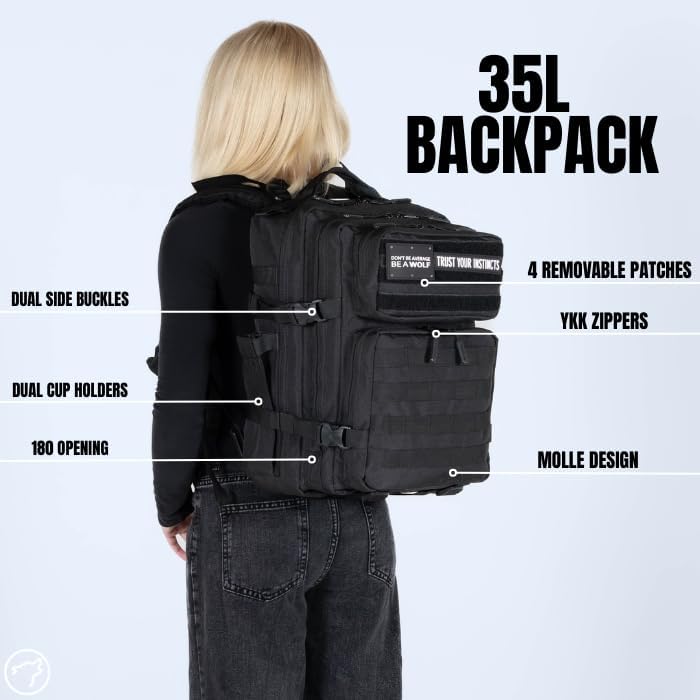 35L Athletic Gym Backpack - Durable 1000D Waterproof Oxford Material with MOLLE Webbing, Laptop Pocket - Colors A