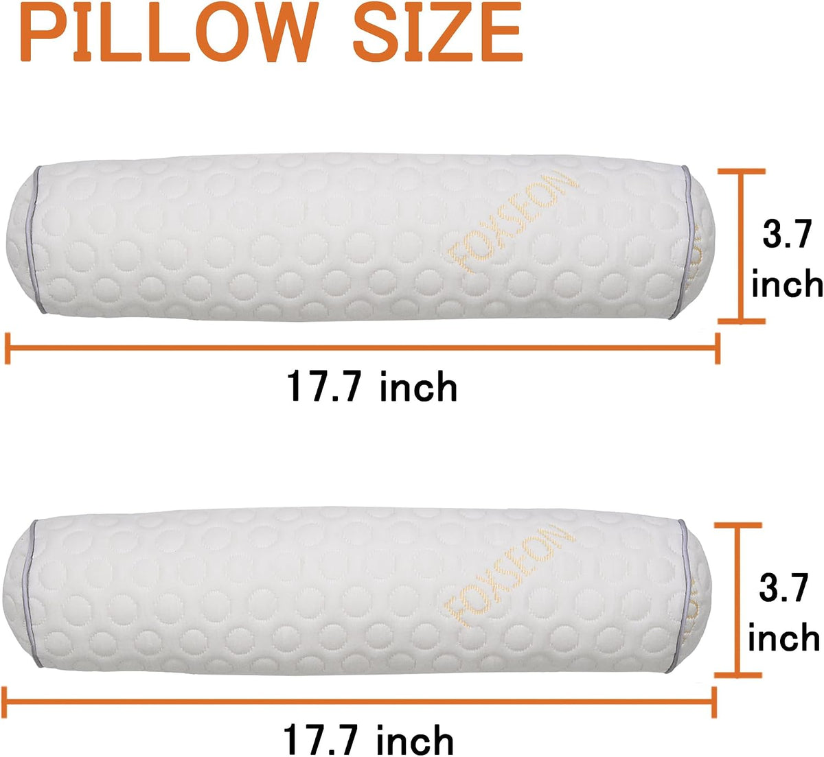 Cylindrical Pillow, White Jacquard, 18 x 4 inches, Pack of 2