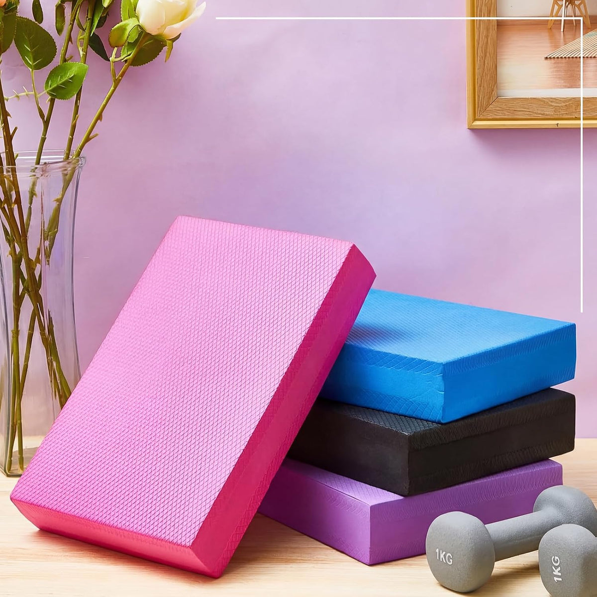 2/4/6 Pcs Balance Pad Foam Pad 11.81 x 7.87 x 1.97 Inch Yoga Mat Non Slip Cushion Exercise Knee Mat for Fitness Stability Stretching, Pilates, Physical Therapy, Core Trainer