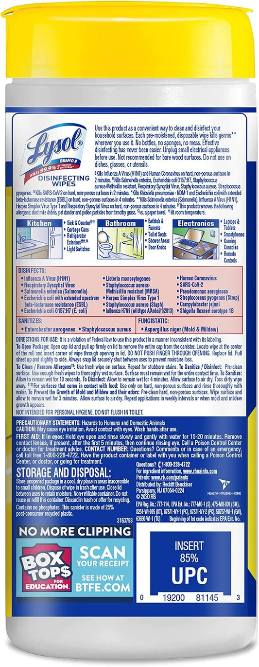 Disinfectant Wipes, For Disinfecting, Deodorizing, and Cleaning, Lemon & Lime Blossom, 35ct