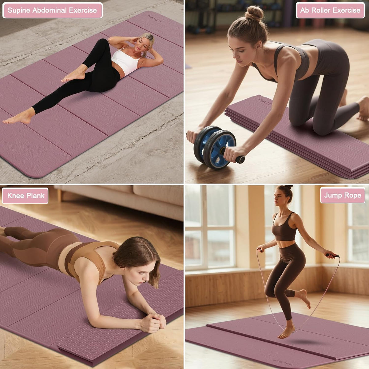 Foldable Yoga Mat 10MM Thick 75‘’x40‘“ Quick Fold Easy Storage