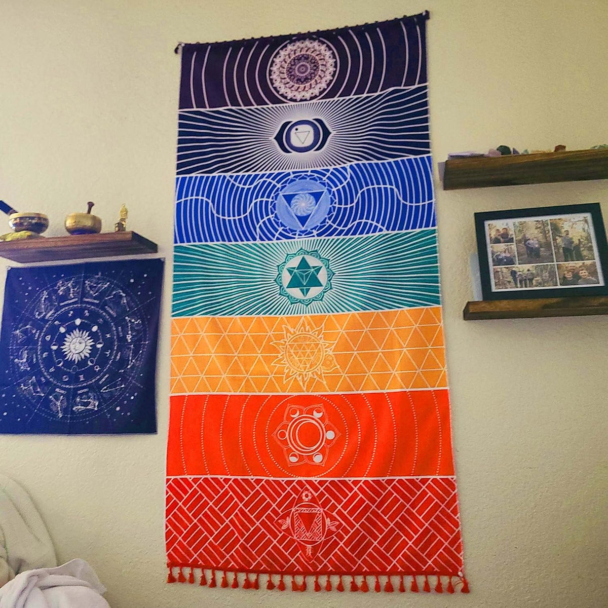 Mexican Yoga Mat Beach Picnic Blanket Chakra Meditation Mat Yoga Rug Sunscreen Shawl Chakra Wall Tapestry Decor Boho Pilates 59 in (Polyester Fibre)