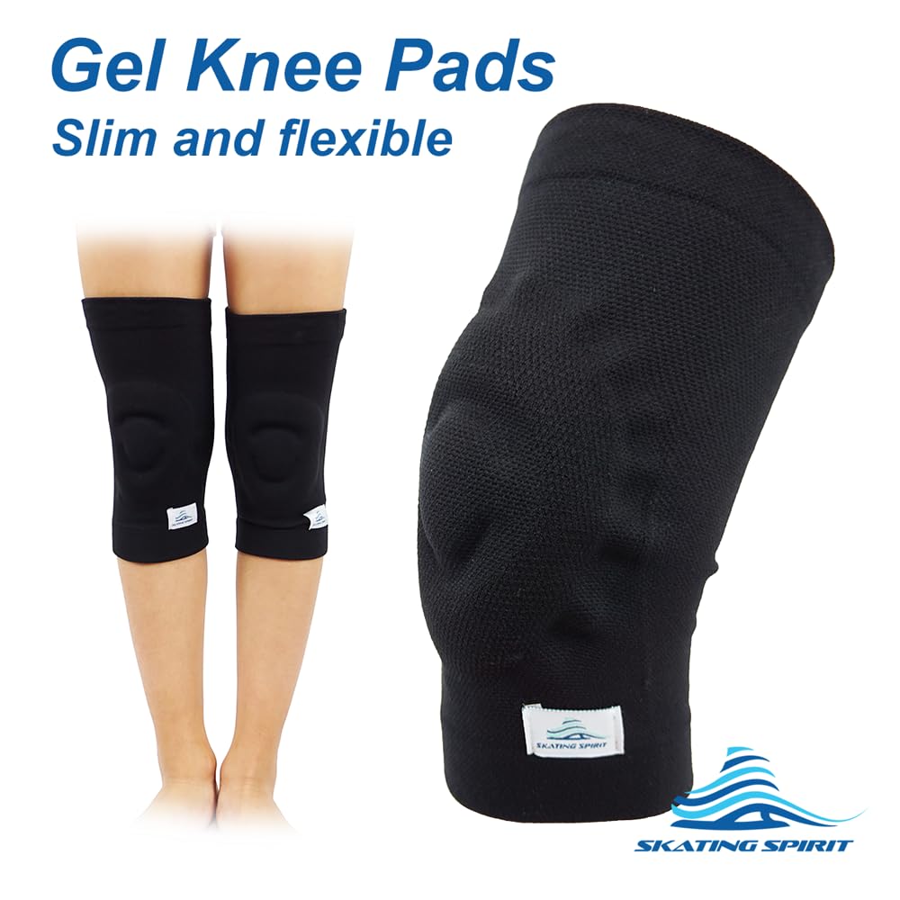 Gel Knee Pads (1 Pair), Cushion and Support Knee Cap for Dancing Figure Skating Gymnastic, Youth and Adult (Medium) Beige