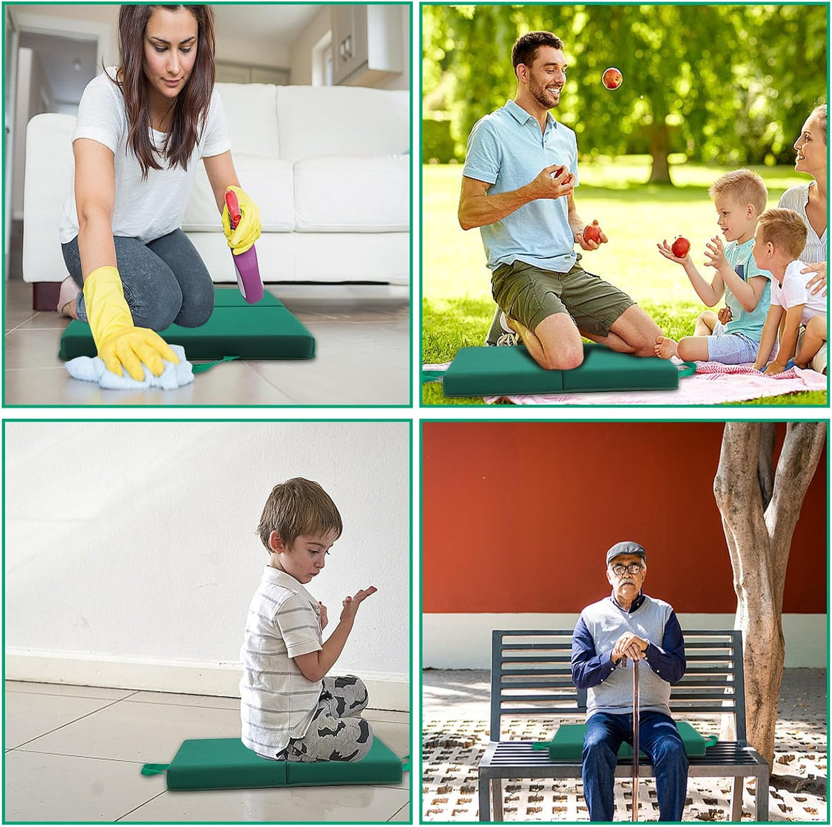 Garden Kneeling Pad, Memory Foam Knee Cushions for Gardening, Extra Thick Knee Pad, Water Resistant Prayer Pillow for Work, Yoga, Physical Therapy(Black)