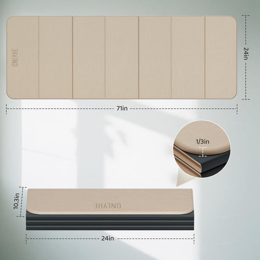Foldable Yoga Mat Exercise Mat for Home Workout, Comfortable and Durable, 8mm Thick Portable Folding Mat, Non-Slip, Pilates Mat Thick, Outdoor Use, Meditation, Travel, Camping (71"x24" x 0.3")