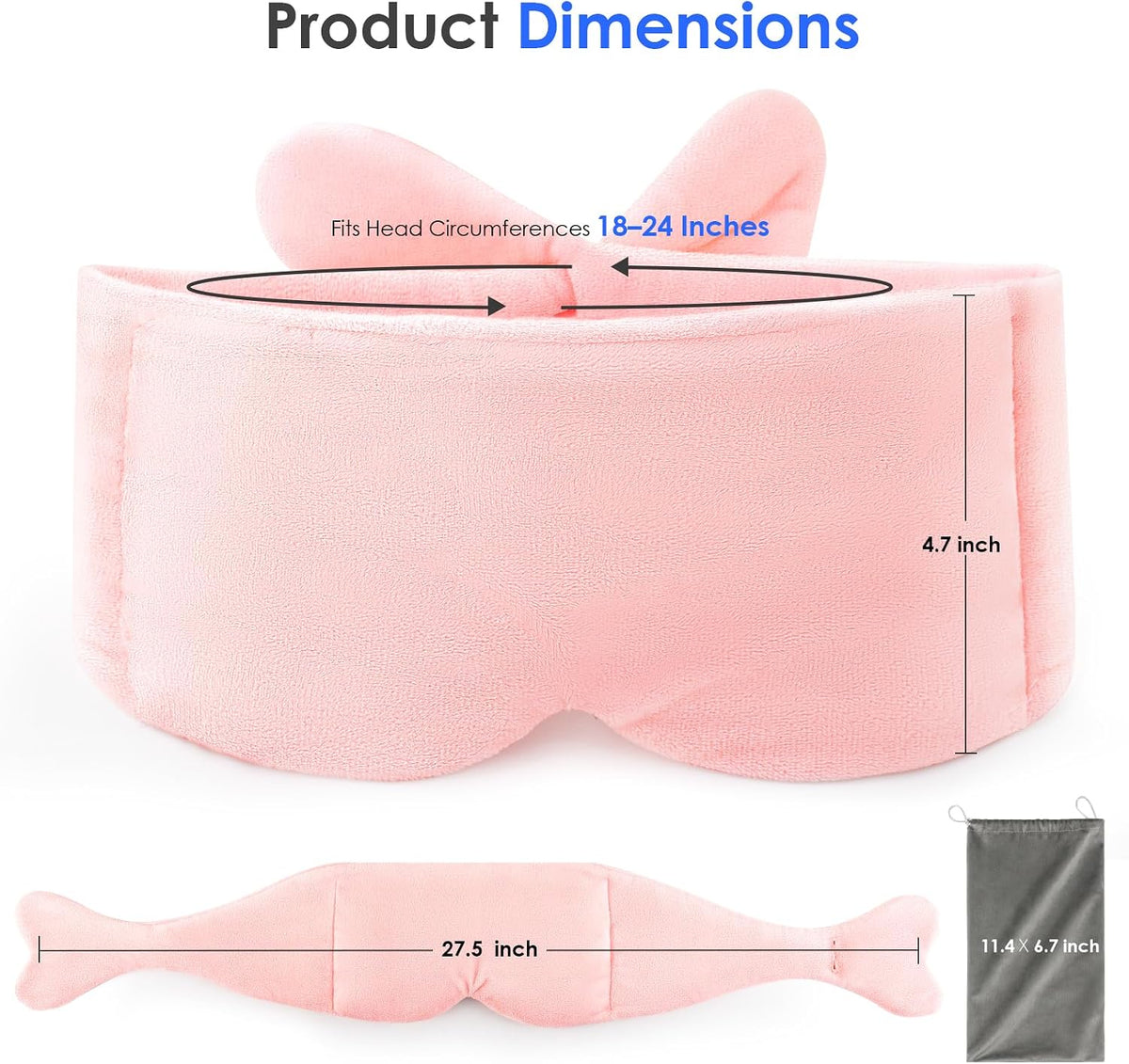 Weighted Eye Mask for Sleeping, Soft Minky Sleep Mask for Side Sleeper with Adjustable Buckle, 100% Blockout Design, Ideal for Meditation, Relaxation and Travel, Includes Storage Pouch(Grey)