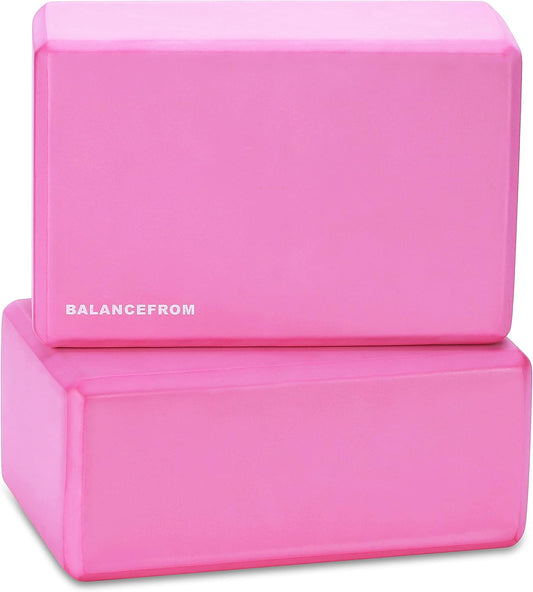 Set of 2 High Density Yoga Blocks, 9"x6"x4" Each