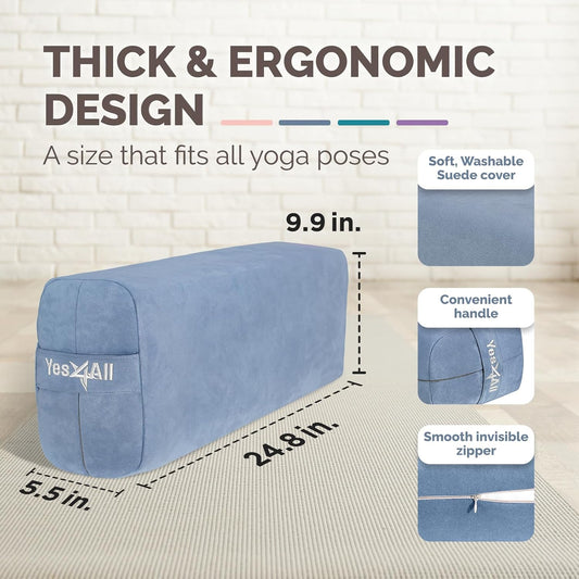 Triple-Layer Sponge Yoga Bolster Pillow for Restorative Yoga & Meditation - Versatile Yoga Support Pillow, Balance & Poses Modification
