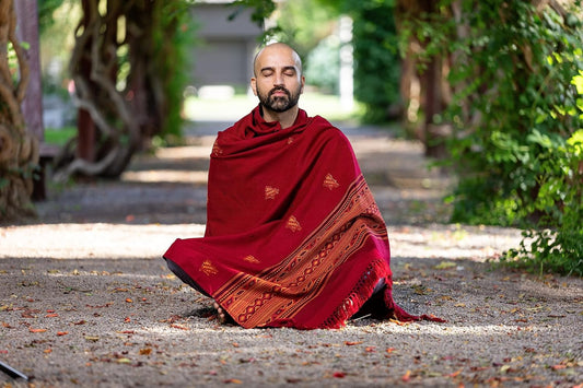 Exotic Vegan Meditation Shawl - Large Unisex Prayer Wrap, Oversize Scarf & Versatile Indian Style Blanket