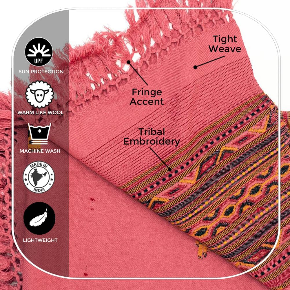 Exotic Vegan Meditation Shawl - Large Unisex Prayer Wrap, Oversize Scarf & Versatile Indian Style Blanket