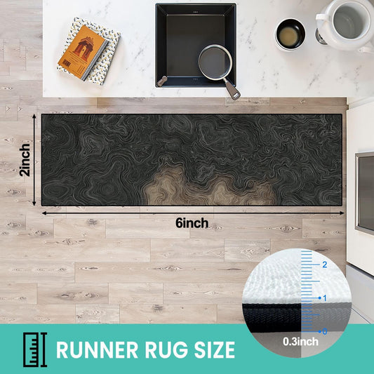Runner Rug Washable 2x6 Topographic map Topographic map Lines Contour Non-Slip Hallway Area Rug Indoor Outdoor Home Decor for Entryway Bathroom Kitchen Carpet Yoga Floor Mat