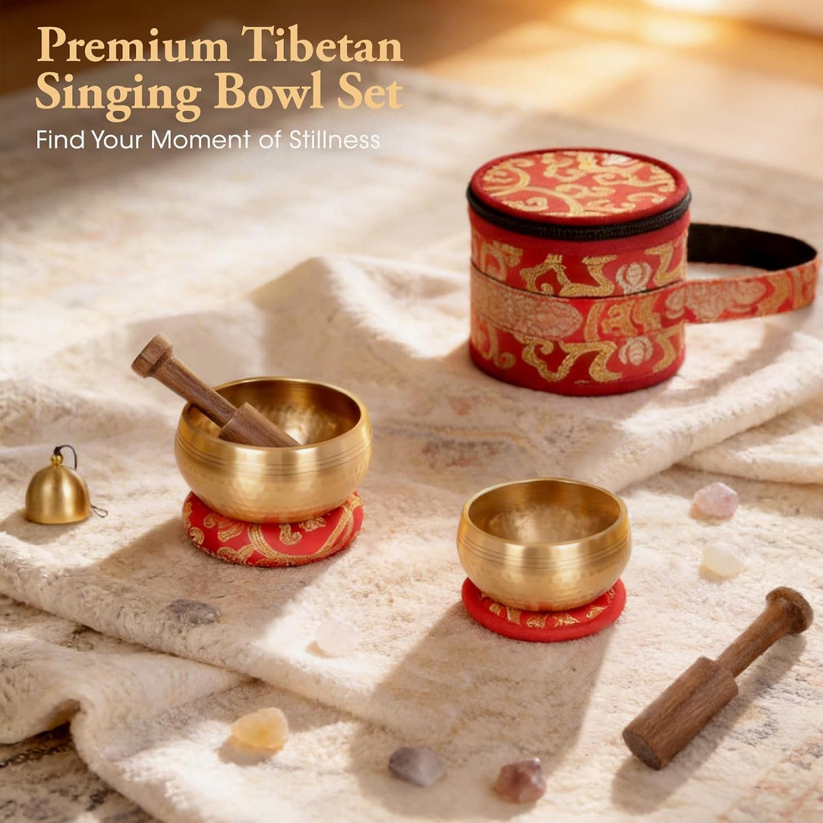 Relaehih 2-Pack Tibetan Singing Bowls Set, Nepal Sound Bowl Set for Yoga