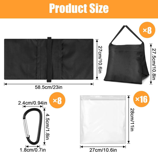 8 Packs Weighted Sand Bags, Heavy Duty Sandbags Weight Bags, Tripod Weight Sandbags for Canopy Tent, Umbrella Base, Backdrop Stand, Photo Tripod, Picnic Table,Fishing Chair (Black)