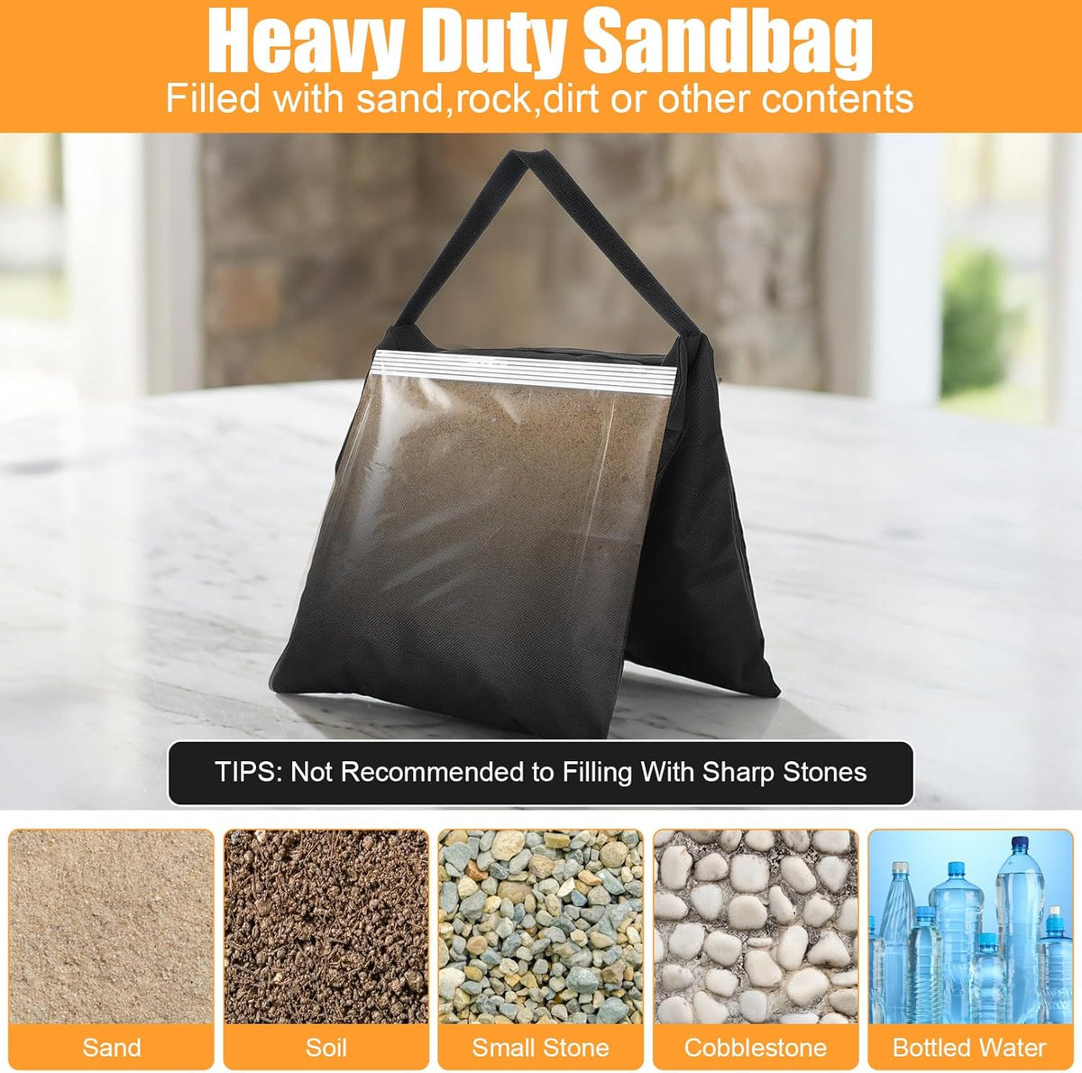 8 Packs Weighted Sand Bags, Heavy Duty Sandbags Weight Bags, Tripod Weight Sandbags for Canopy Tent, Umbrella Base, Backdrop Stand, Photo Tripod, Picnic Table,Fishing Chair (Black)
