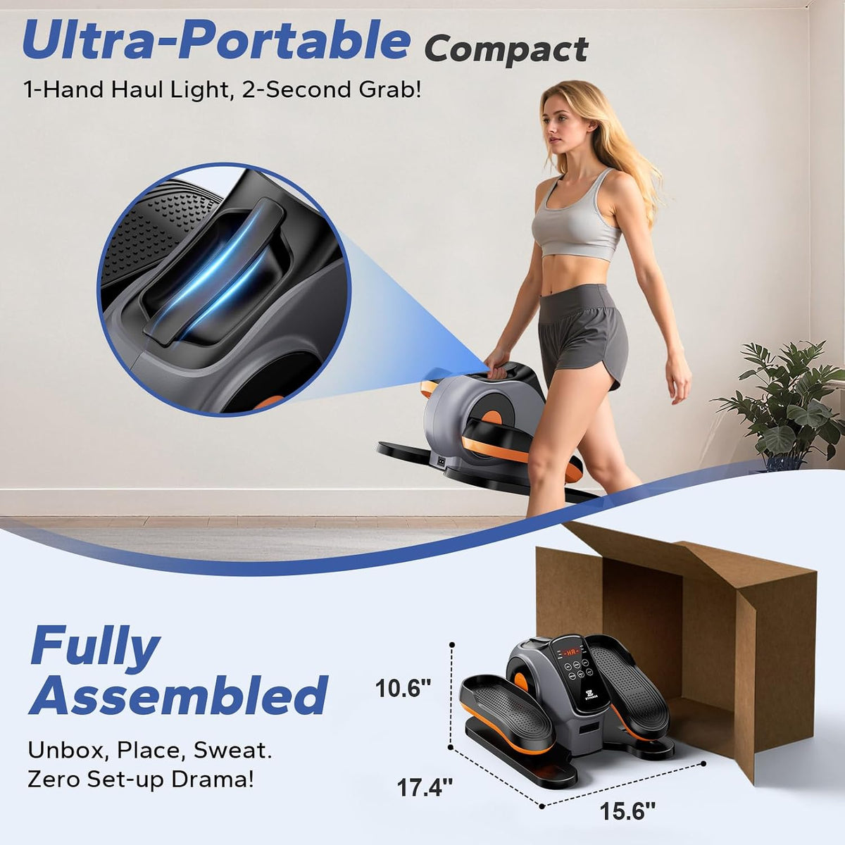 Under Desk Elliptical Machine, Ellipse Leg Exerciser As Seen On Tv While Sitting for Seniors, Pedal Exerciser with 15 Level Adjustable Resistance & 5 Auto Mode Fully Assembled Home Office