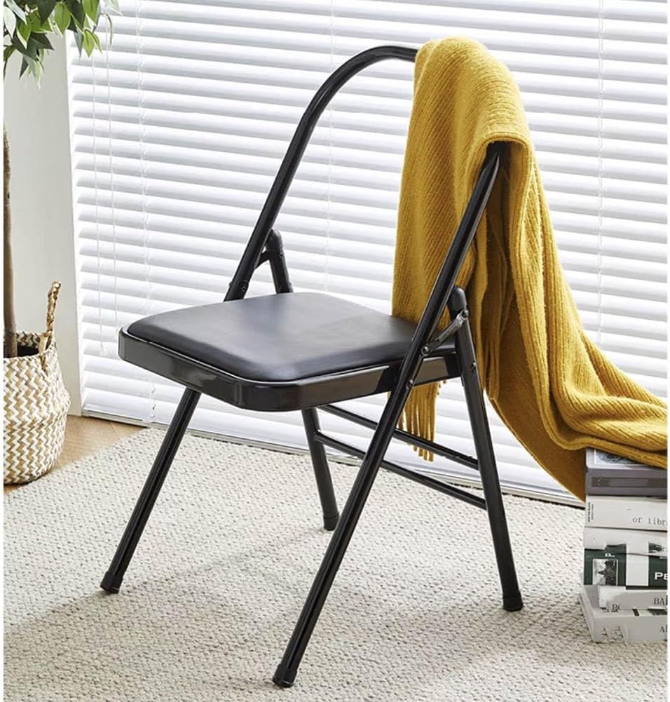 Pilates Yoga Chair,Backless Yoga Chair Prop,Yoga Chair Iyengar,Yoga Inversion Chair,Metal Folding Chair,Brown