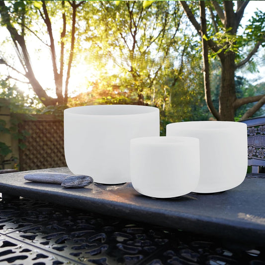 432Hz 7"B 8"G 9"F Crystal Singing Bowl Set of 3