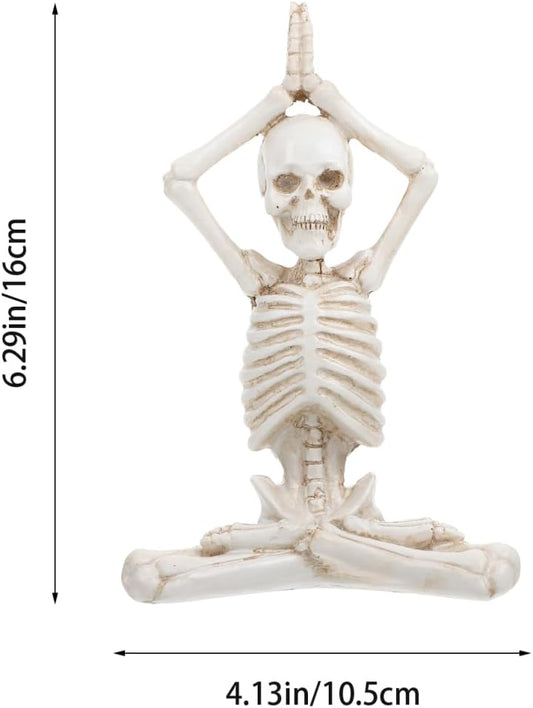 Halloween Village Set Halloween Yoga Skeleton Figurine Halloween Meditation Yoga Skeleton Statue Halloween Meditation Yoga Table Decoration (Style 1) Halloween Skeleton