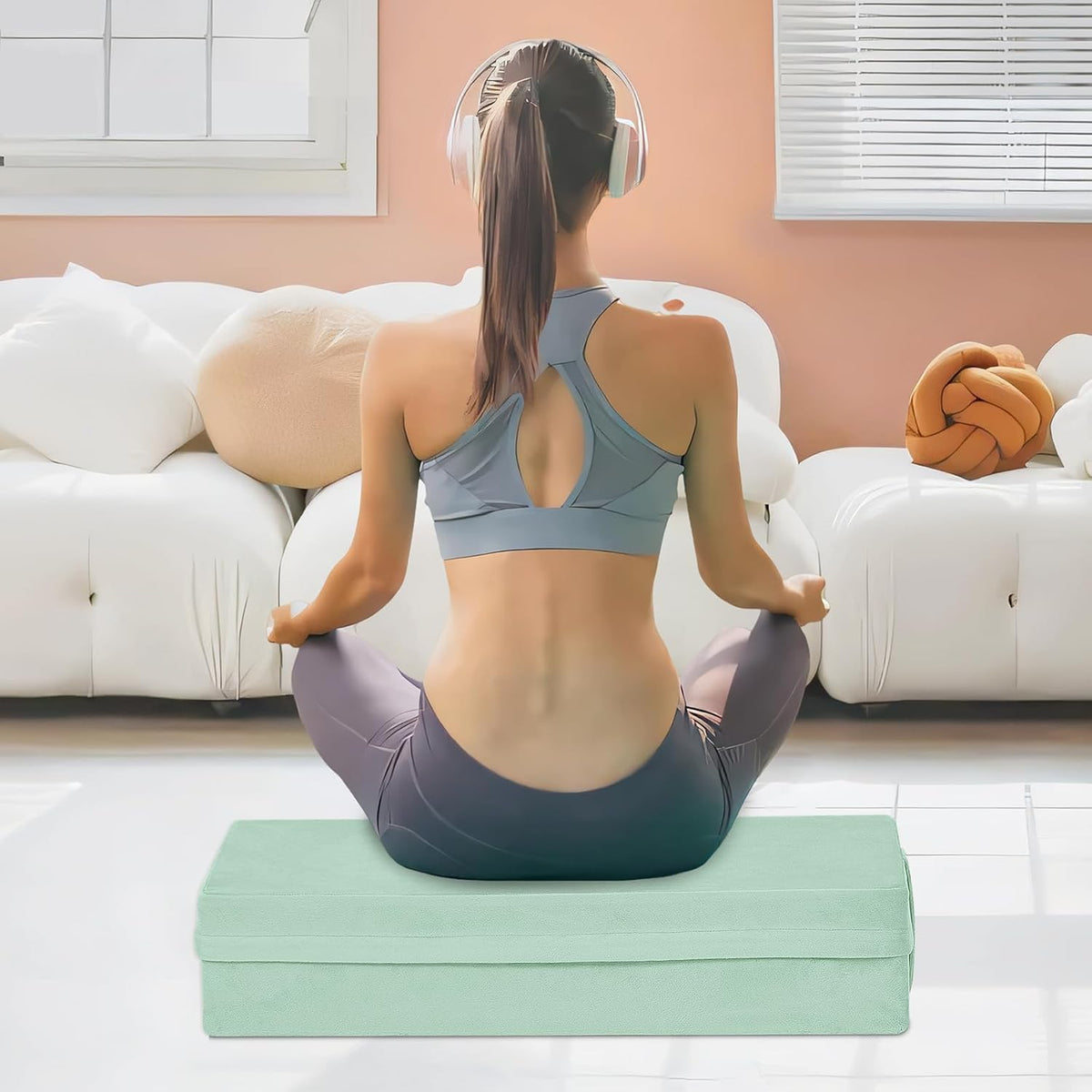 Yoga Bolster Pillow for Meditation and Support,Rectangular Meditation Pillow for Restorative Yoga,26.5"X9.5" X6"