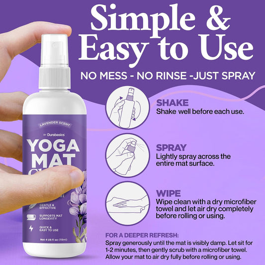 Yoga Mat Cleaner Spray, Lavender, 2 Pack with Microfiber Towel