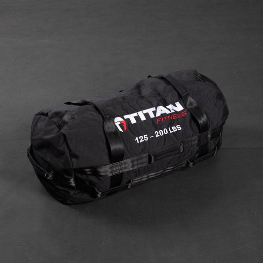 125-200 LB PRO Strongman Sandbags, Double Layer, 1050D Cordura, Black, Carry Home Gym Training