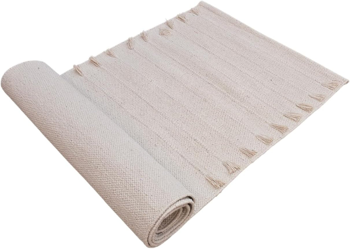 Handmade Organic Cotton Yoga Mat - Eco-Friendly Hand-Woven Runner Rug - Non-Toxic, Chemical-free and All Natural Cloth Yoga Mat - Non Slip & Thick, Comfortable Extra-Long Fitness Rug Exercise, Workout