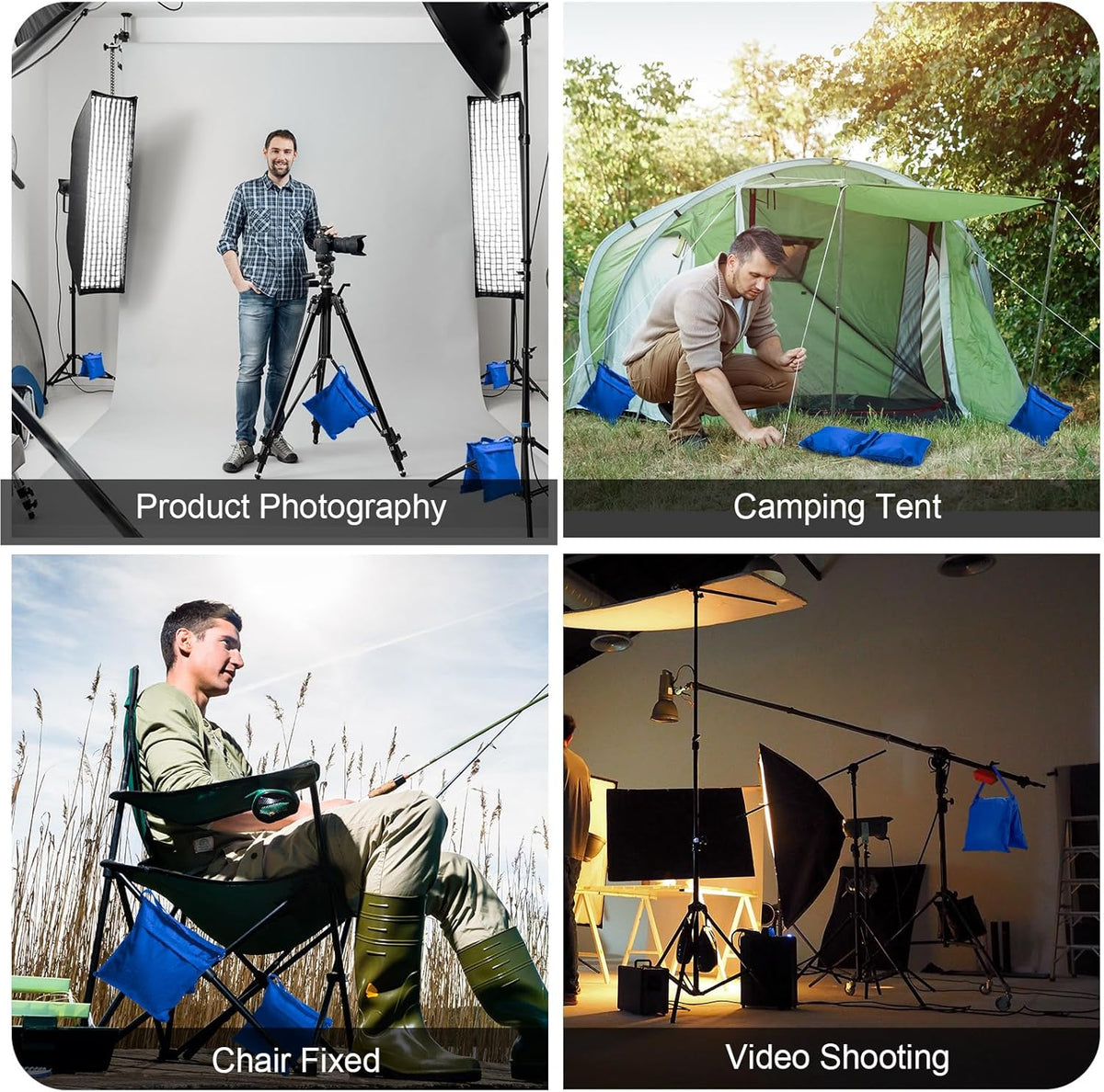 12 Packs Photography Weight Bags Photo Studio Filled Weight Bag Empty Heavy Sandbag Set for Photography Tripod Stand Light Stand Sports Outdoor Photo Video Studio Boom Brackets (Black)