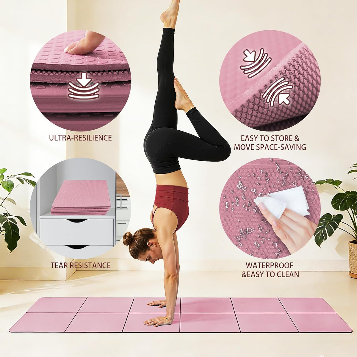 Foldable Yoga Mat Thick Non-Slip Exercise Mat