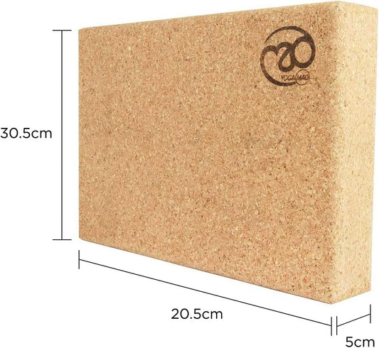 Cork Yoga Block | 30.5cm x 20.5cm x 5cm | Eco Friendly Yoga Block | Non Slip Cork Brick for Yoga, Pilates, Training and Home Workouts | Provides Support for Various Yoga Poses