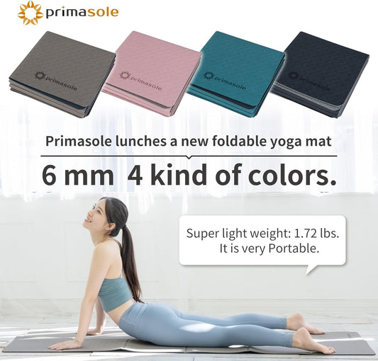 TPE Folding yoga mat Travel Double side Non-Slip Lightweight Pilates & Floor Workouts6mm thick Pink Color PSS22NH014A