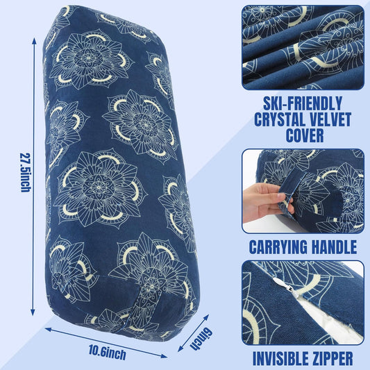 Yoga Bolster Pillow, Rectangular Yoga Bolster for Restorative & Meditation, Professional Meditation Cushion with Carry Handle