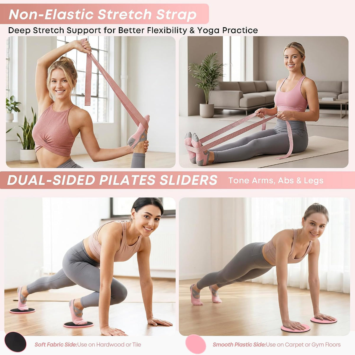 Home Pilates Kit for Women and Beginners, Pilates Ring and Ball Set with Resistance Bands, Wrist and Ankle Weights, Stretch Strap and Core Sliders and More for Full Body Toning