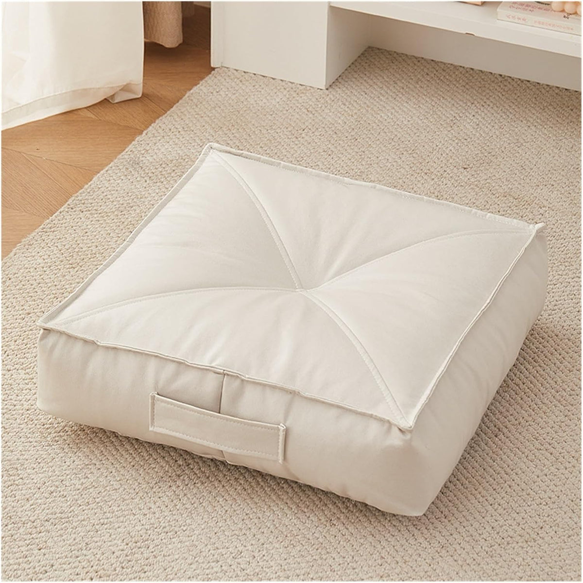 Premium Extra Thick Floor Cushion Luxe Faux Leather Support for Meditation, Yoga Lounging in Living Room, Bedroom(Green,40 * 40 * 15)