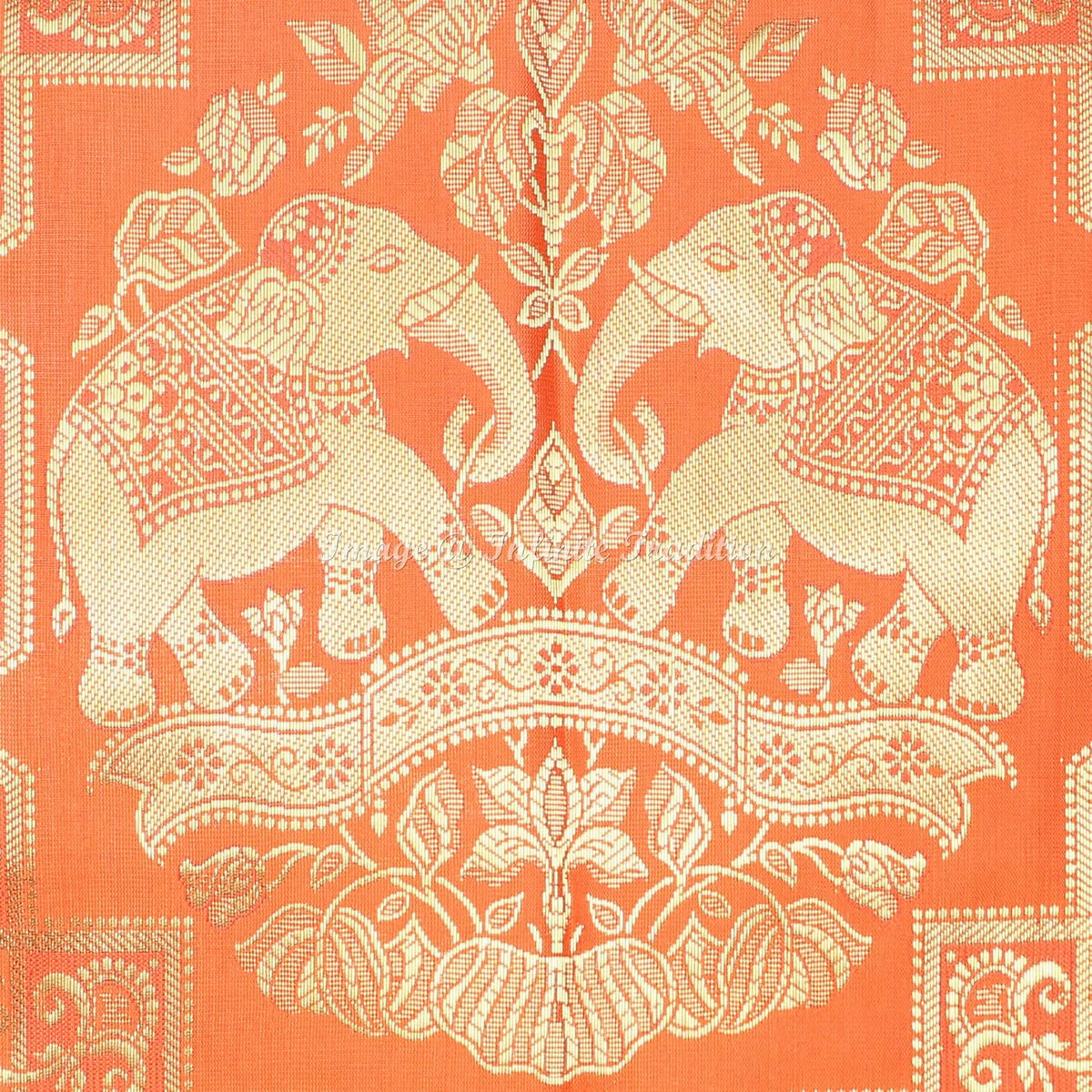 Indian Silk Bolster Tube Pillow Cover Cylindrical Orange Yoga Large Couch Round Decorative Cushion Cover Home Decor Living Room Elephant Throw Cushion Cover 30x15 inch (76x38cm) 1 Pc.