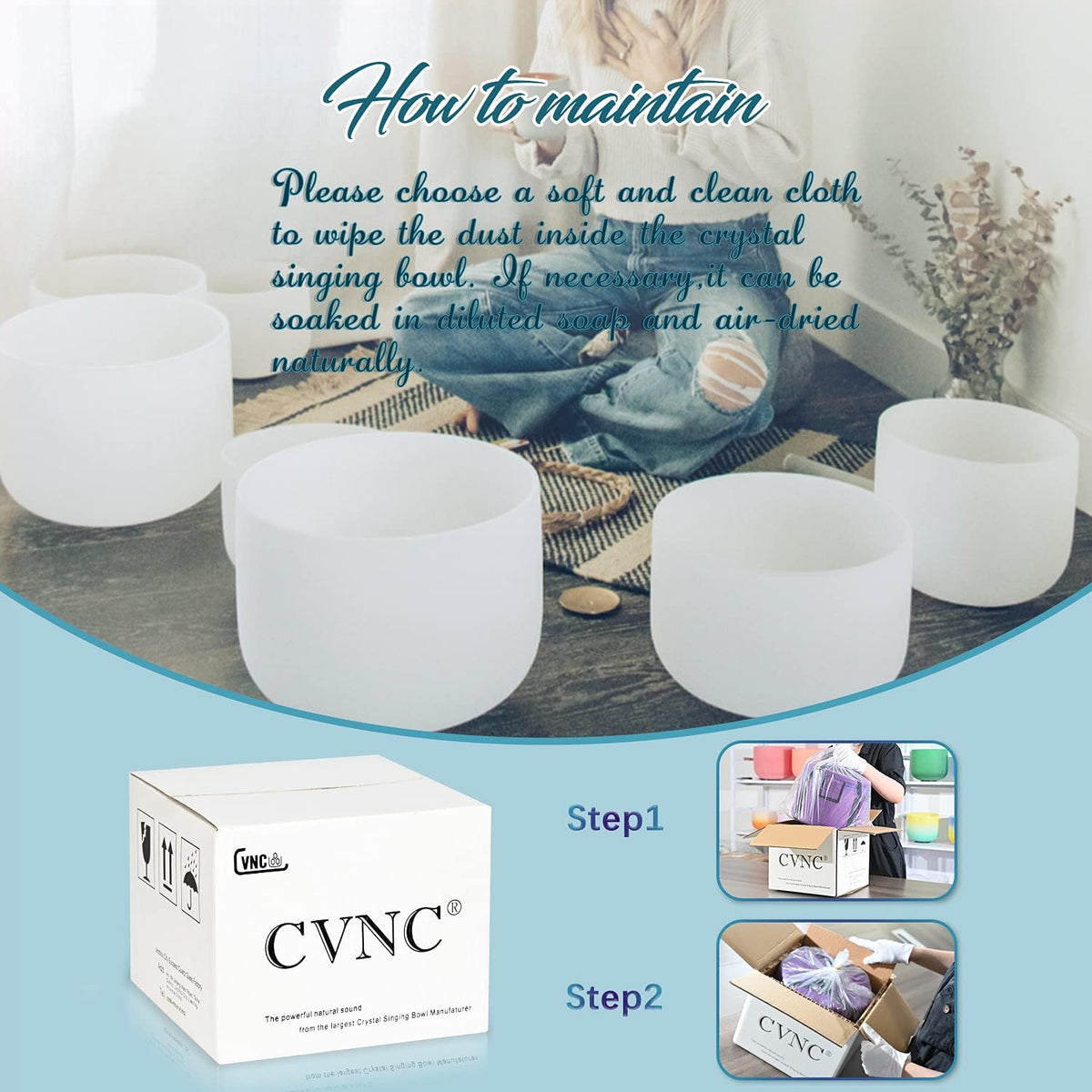 440HZ 8 Inch F Note Frosted Quartz Crystal Singing Bowl