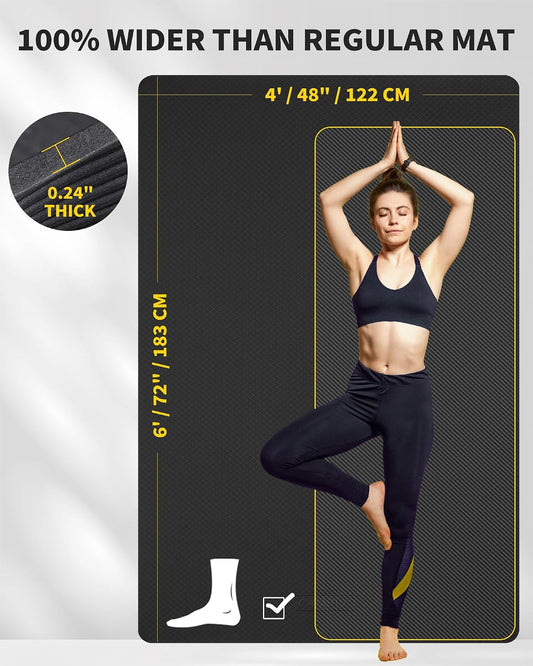 72''x48'' Large Yoga Mat, Extra Thick TPE Workout Mat