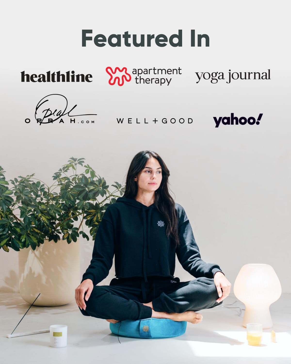 Velvet Meditation Cushion | Luxe Zafu Yoga Floor Pillow Seat | Posture Support | Buckwheat Hull Filled | Large Round Cushion with Removable Washable Cover + Carry Handle
