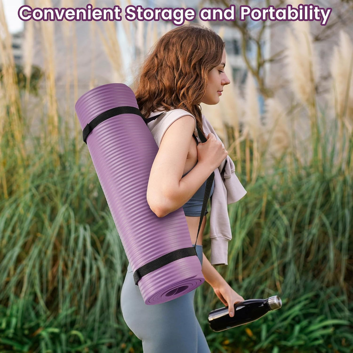 1/2-inch Thick High Density Exercise Yoga Mat with Carrying Strap