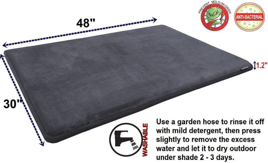 48"X30" Multi-Purpose XL Extra Large Big Luxury Cooling Memory Foam Velour Fleece Rug Mat for Bathroom/Kitchen/Yoga/Fitness/Playground/Playpen/Travel