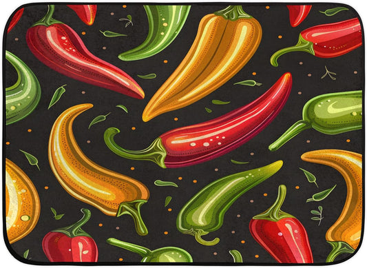 Red Hot Chili Pepper on Black Large Area Rug 4x6 Ft Washable Stain Resistant Rugs Non-Slip Soft Modern Carpet for Home Kitchen Living Room Office Party Decor