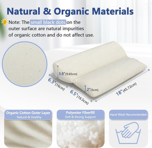 Meditation Cushion for Sitting on Floor, Organic Yoga Bolster Pillows White Meditation Seat Pad, 2-IN-1 Design Ergonomic Sleep Yoga Mat Foldable, Floor Cushion for Adults Back Support Washable