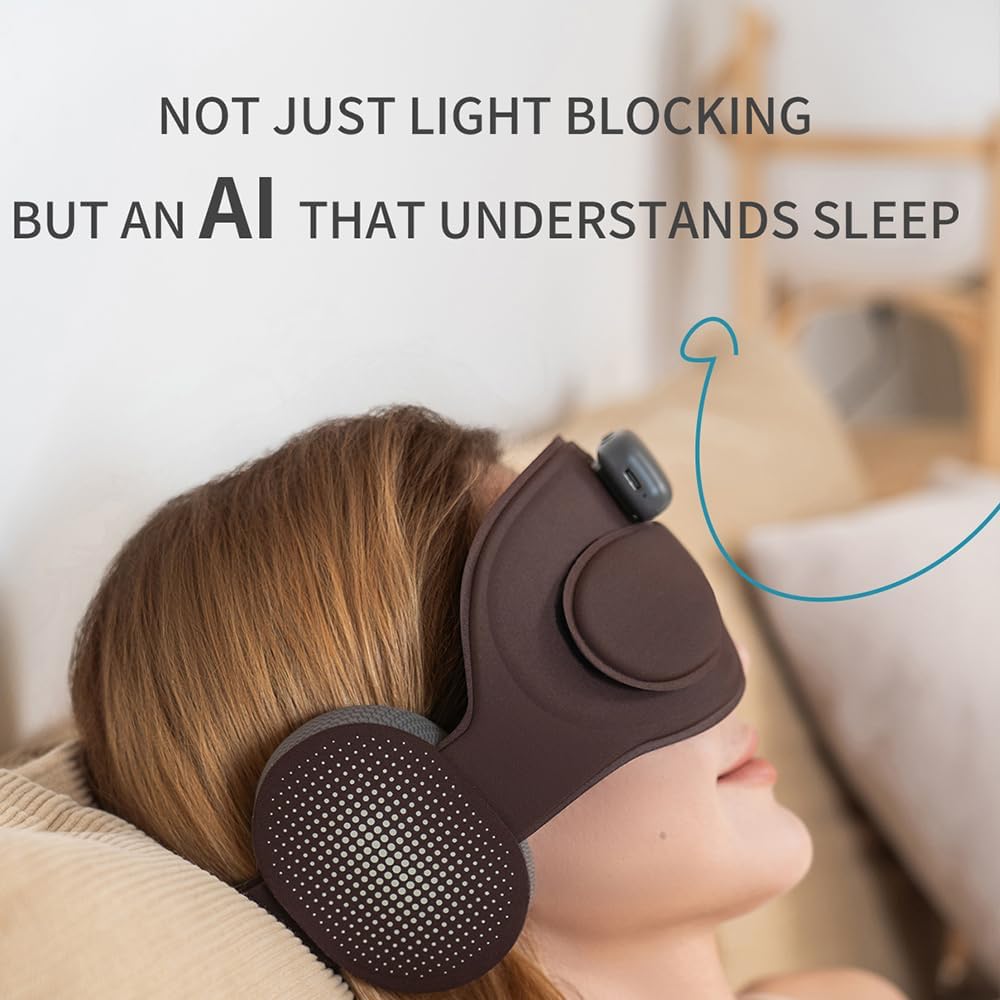 Meditation Eye Mask Sleep Mask with Meditation Music | Portable Sleep Headphones, Pressure-Free & Light Block-Out Eye Mask, One-Touch Operation via APP for Sleeping, Meditation & Travel (Purple)