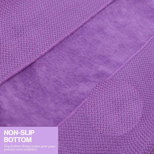 Hot Yoga Towel Non-Slip Yoga Mat with Grip Dot Towel Ultra-Absorbent Microfiber Towel for Hot Yoga, Pilates, Bikram and Workout Gear 24"x 72"